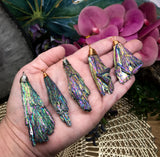 Titanium Aura Kyanite Fan Pendant for Chakra Charging, Restoring Balance & Promotes Positive Energy