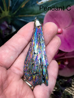 Titanium Aura Kyanite Fan Pendant for Chakra Charging, Restoring Balance & Promotes Positive Energy