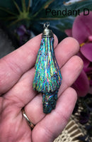 Titanium Aura Kyanite Fan Pendant for Chakra Charging, Restoring Balance & Promotes Positive Energy