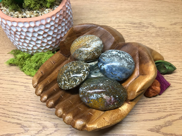 Ocean Jasper Palm Stones for Promoting an Optimistic Outlook, Communication & Uplifting Energy