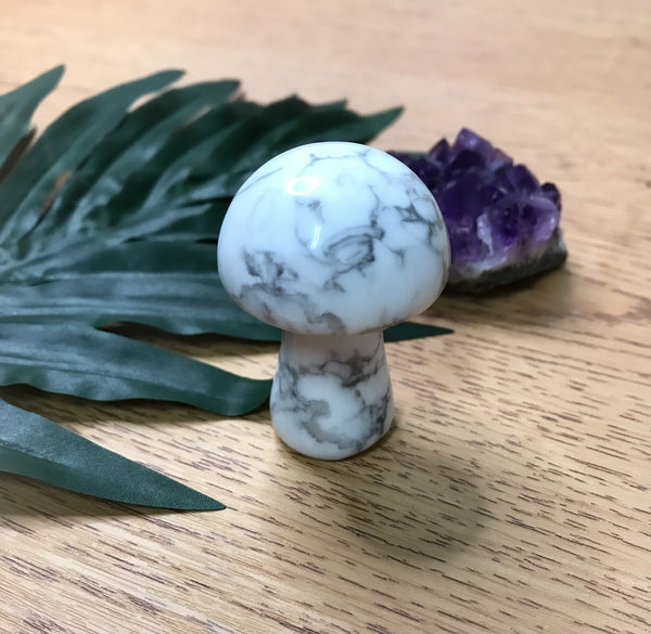 Howlite Carved Mushroom for Metal Clarity, Stopping Intrusive Thoughts & Memory